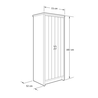Boston Tall Wardrobe Grey 2 Doors 1 Shelf
