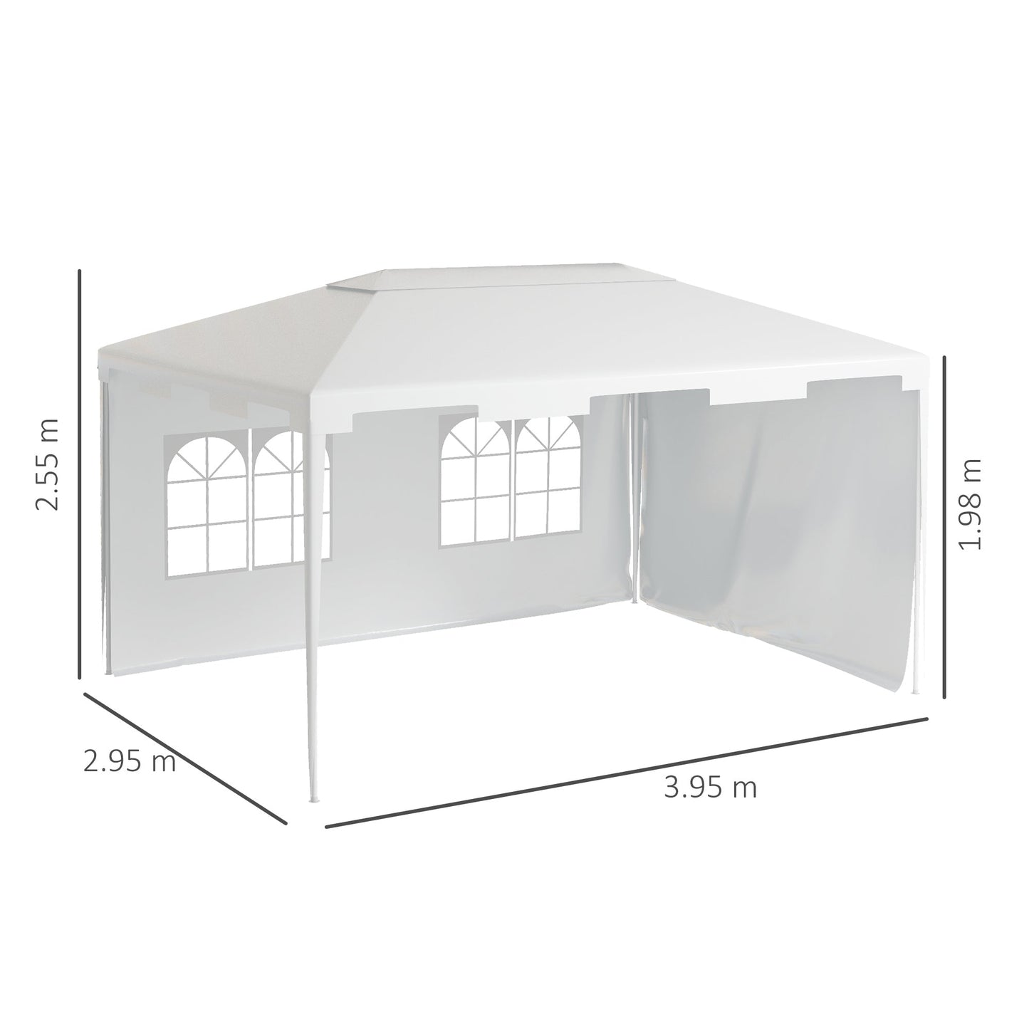 3 x 4m Half-Open Garden Gazebo