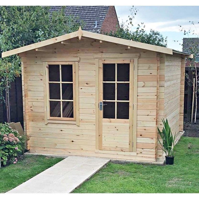 Bucknells 11 9" x 9 9" Apex Log Cabin Premium 44mm Cladding Tongue & Groove