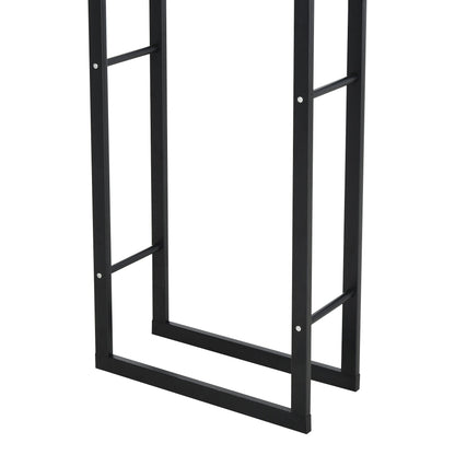 150x40cm Metal Firewood Log Holder Rack Double Tier w/ Balanced Base Side Rails