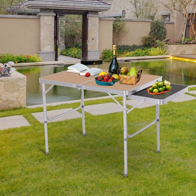 3ft Aluminium Medium density fibreboard Top Folding Picnic Table Portable Camping Table