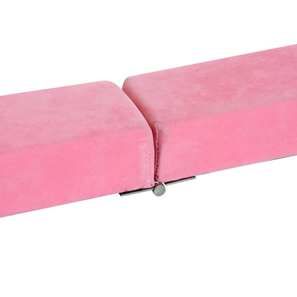 Suede Upholstered Wooden Folding Balance Beam Trainer Pink