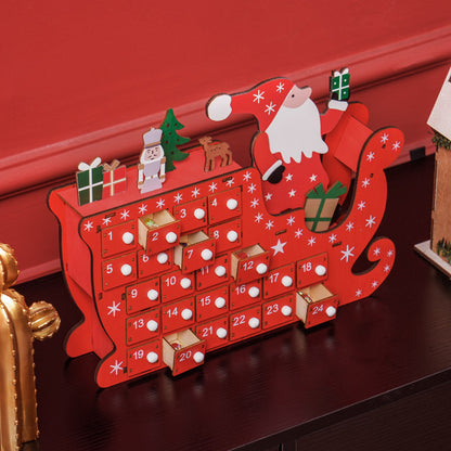 Christmas Sleigh Advent Calendar Red - 36cm