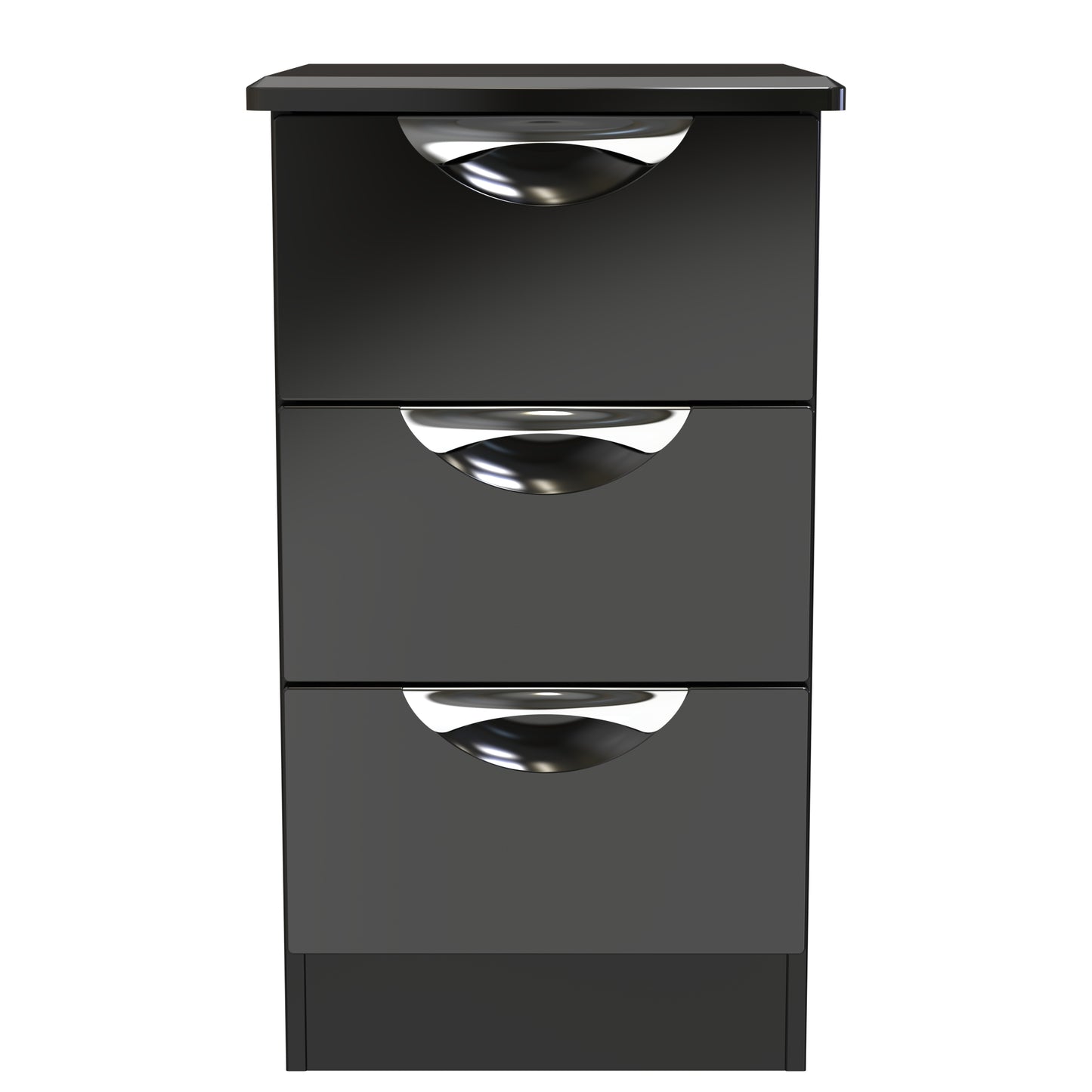Camden Bedside Table Black 3 Drawers 70cm
