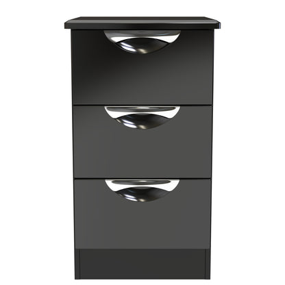 Camden Bedside Table Black 3 Drawers 70cm