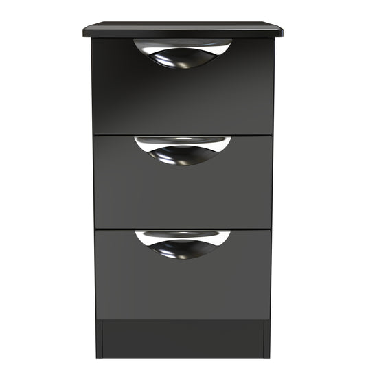 Camden Bedside Table Black 3 Drawers 70cm