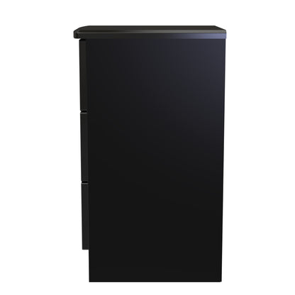 Camden Bedside Table Black 3 Drawers 70cm