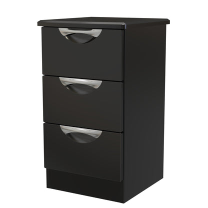 Camden Bedside Table Black 3 Drawers 70cm