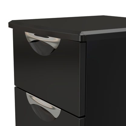 Camden Bedside Table Black 3 Drawers 70cm