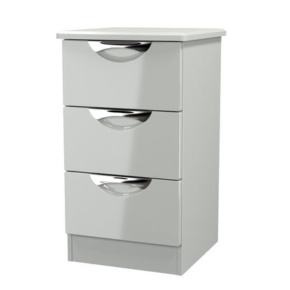 Camden Bedside Table Grey 3 Drawers 70cm