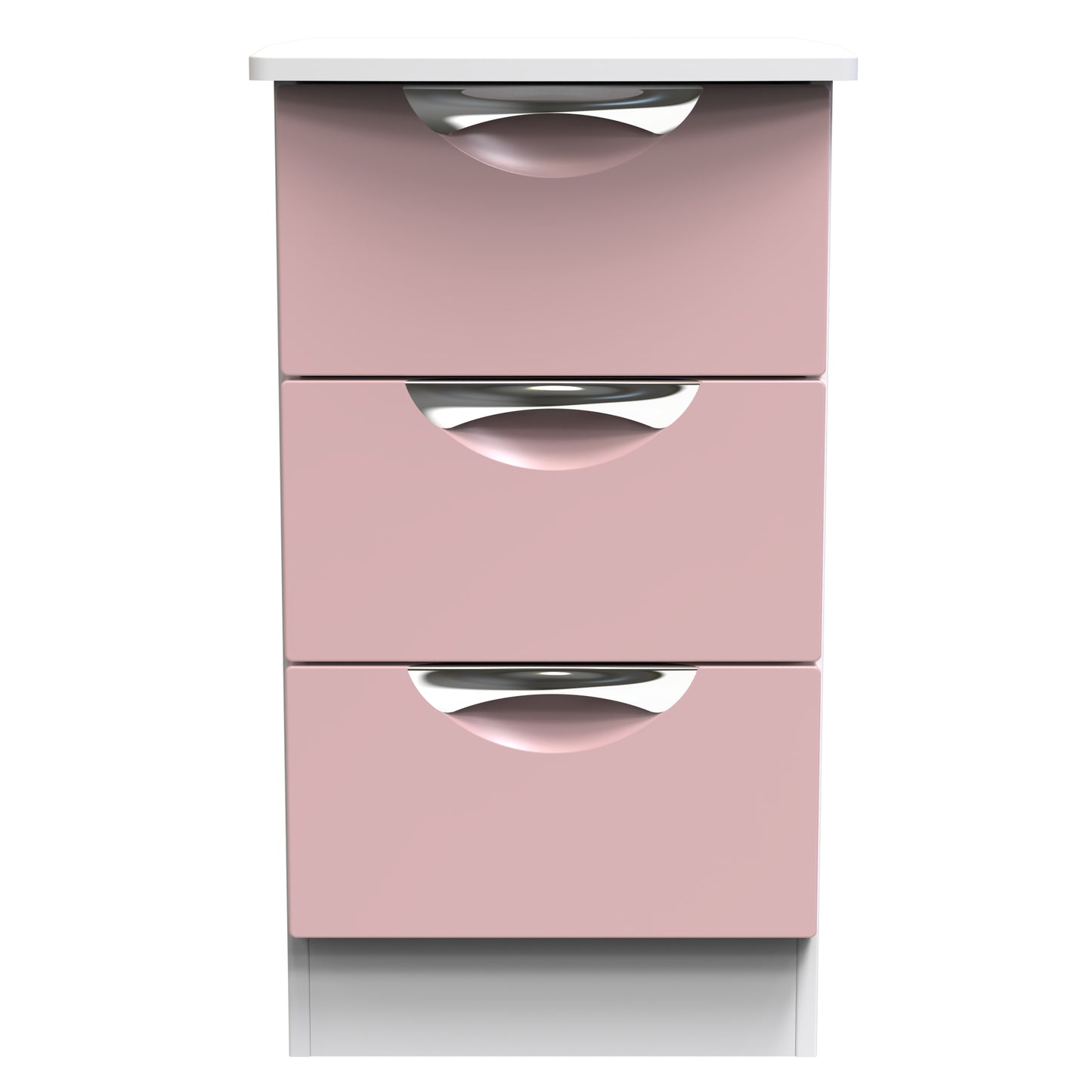Camden Bedside Table Pink & White 3 Drawers 70cm