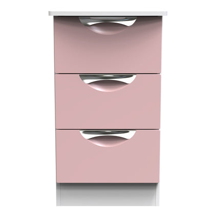 Camden Bedside Table Pink & White 3 Drawers 70cm