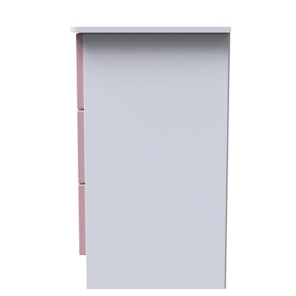 Camden Bedside Table Pink & White 3 Drawers 70cm