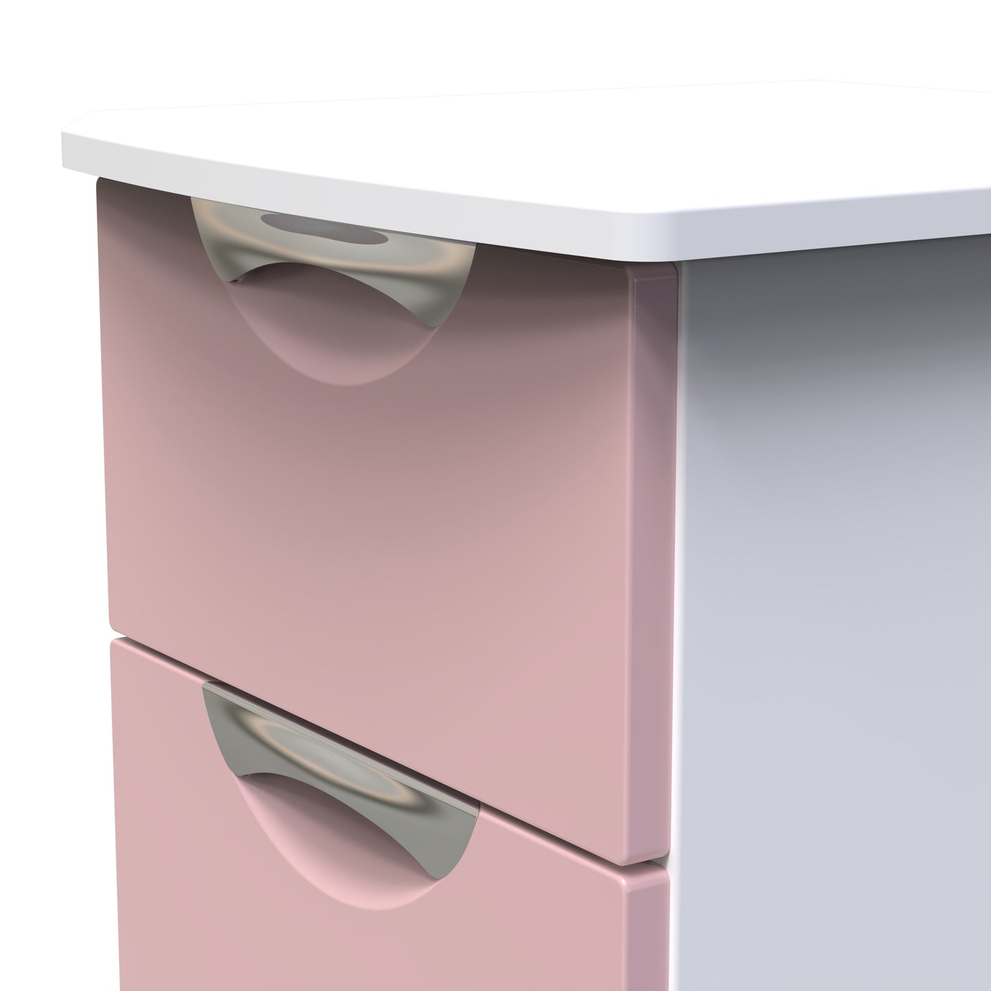 Camden Bedside Table Pink & White 3 Drawers 70cm