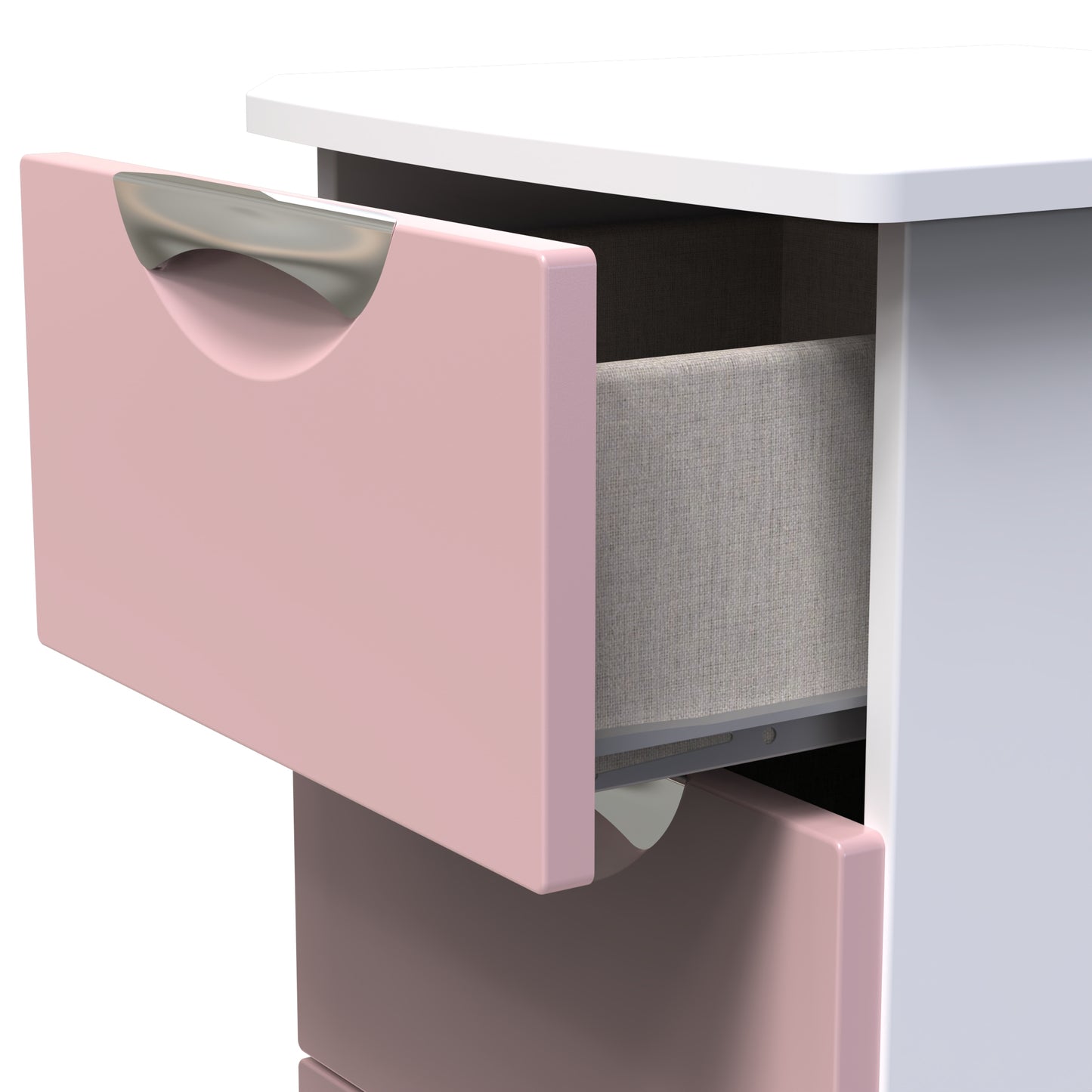 Camden Bedside Table Pink & White 3 Drawers 70cm