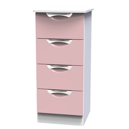 Camden Tallboy Pink & White 4 Drawers 89cm