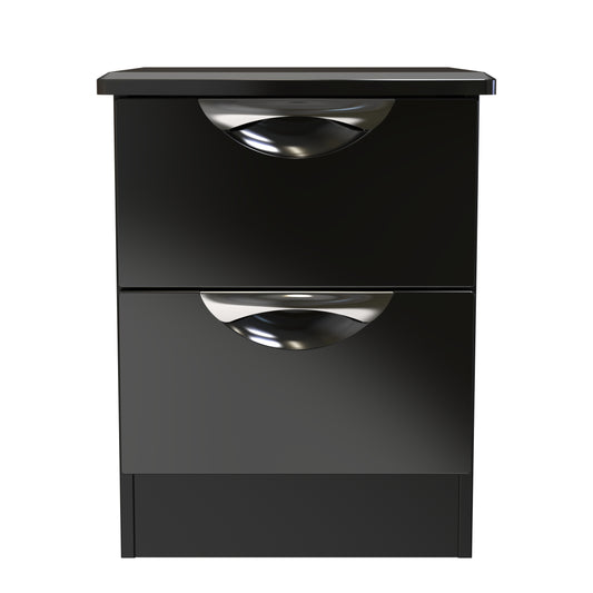 Camden Bedside Table Black 2 Drawers 51cm