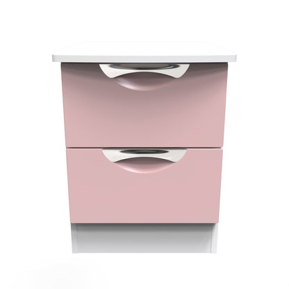 Camden Bedside Table Pink & White 2 Drawers 51cm