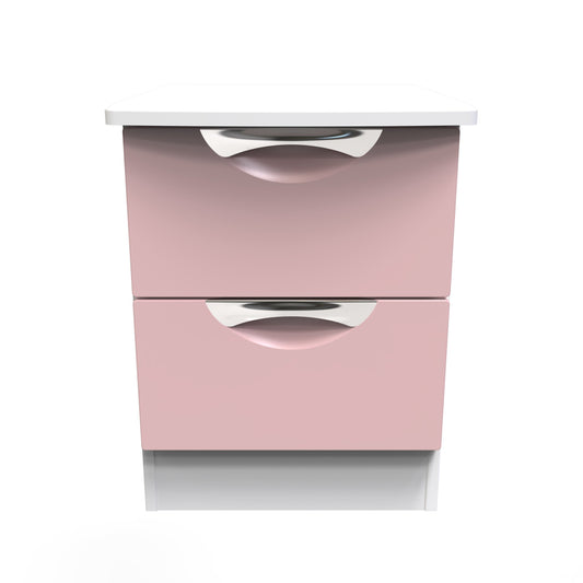Camden Bedside Table Pink & White 2 Drawers 51cm