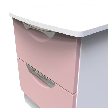 Camden Bedside Table Pink & White 2 Drawers 51cm