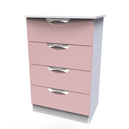 Camden Chest of Drawers Pink & White 4 Drawers 89cm