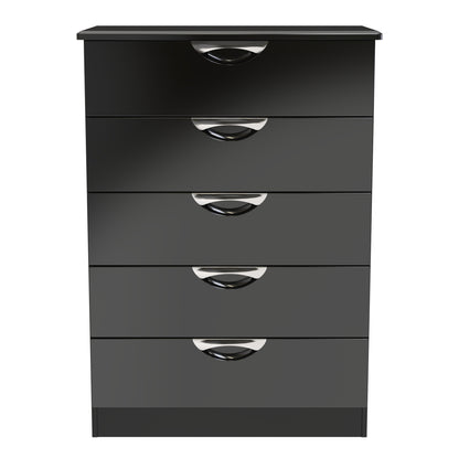 Camden Tall Chest of Drawers Black 5 Drawers 108cm