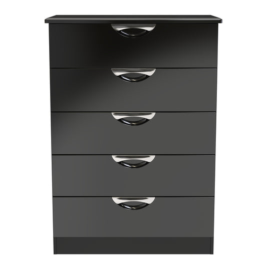 Camden Tall Chest of Drawers Black 5 Drawers 108cm