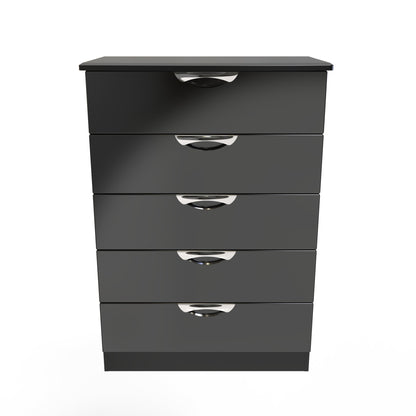 Camden Tall Chest of Drawers Black 5 Drawers 108cm