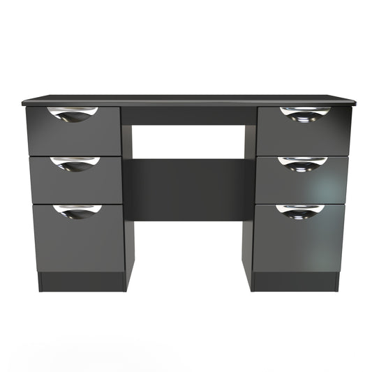 Camden Desk Black 6 Drawers 128cm