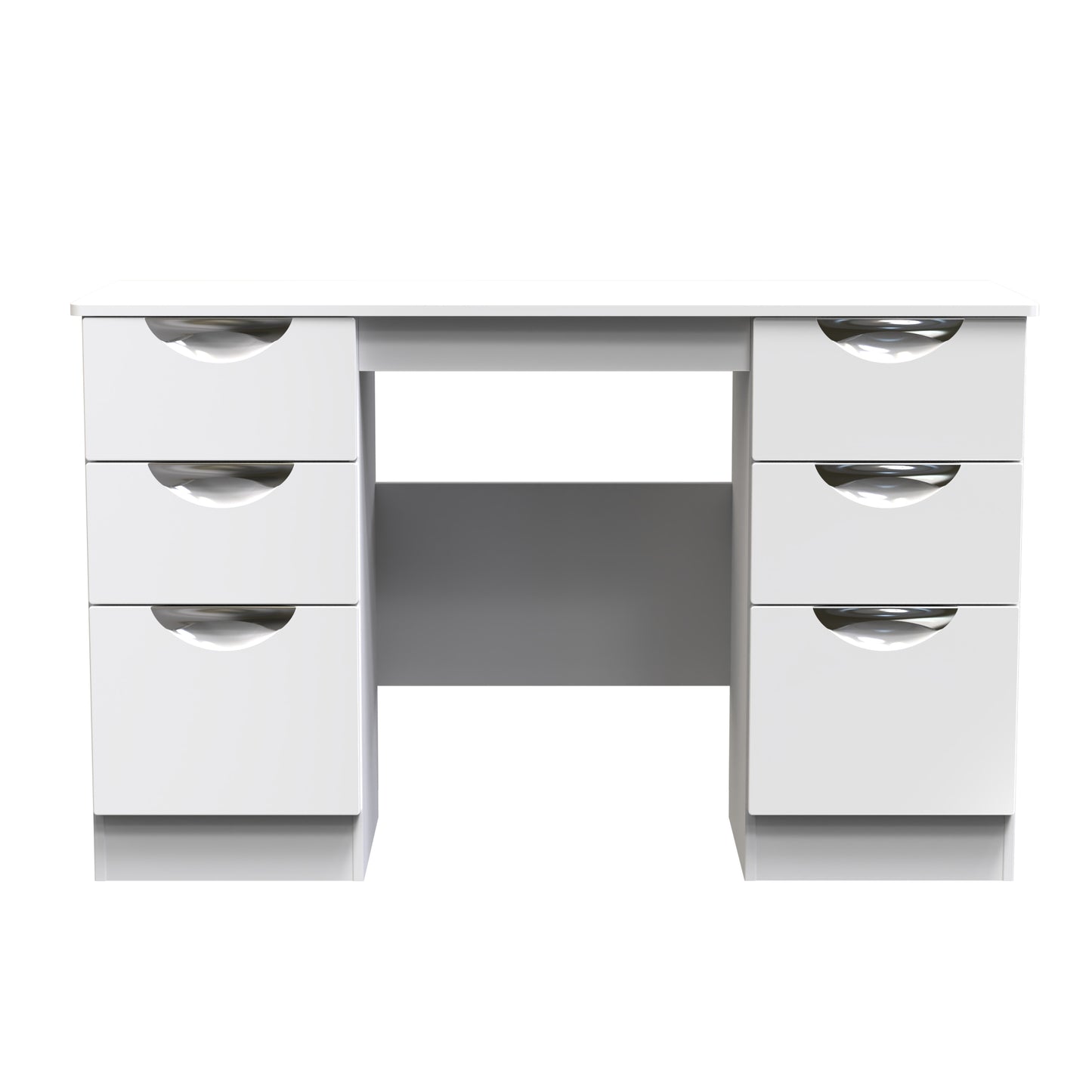 Camden Desk White 6 Drawers 128cm
