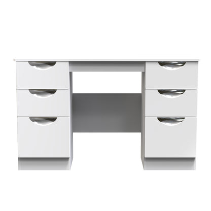 Camden Desk White 6 Drawers 128cm