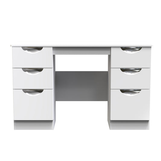 Camden Desk White 6 Drawers 128cm