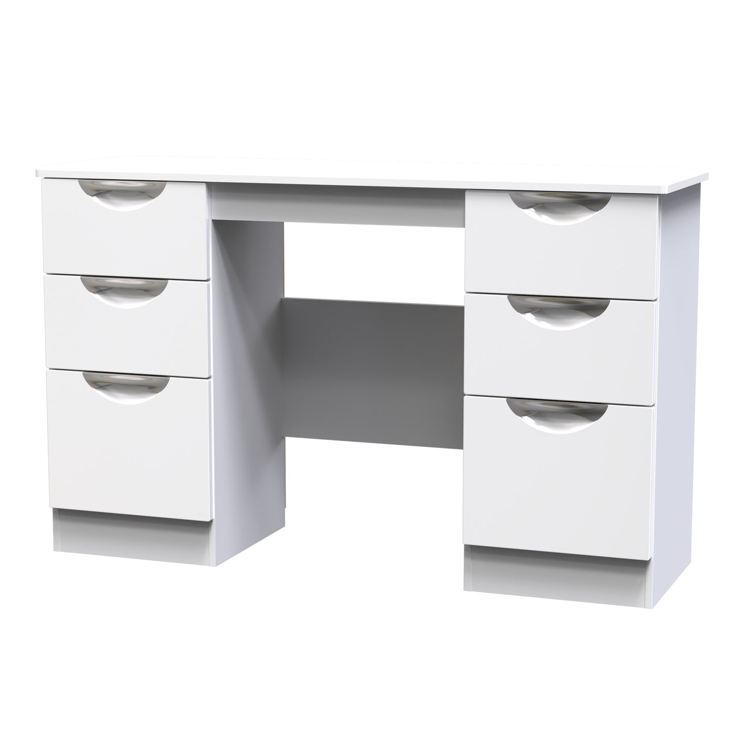 Camden Desk White 6 Drawers 128cm