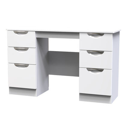 Camden Desk White 6 Drawers 128cm