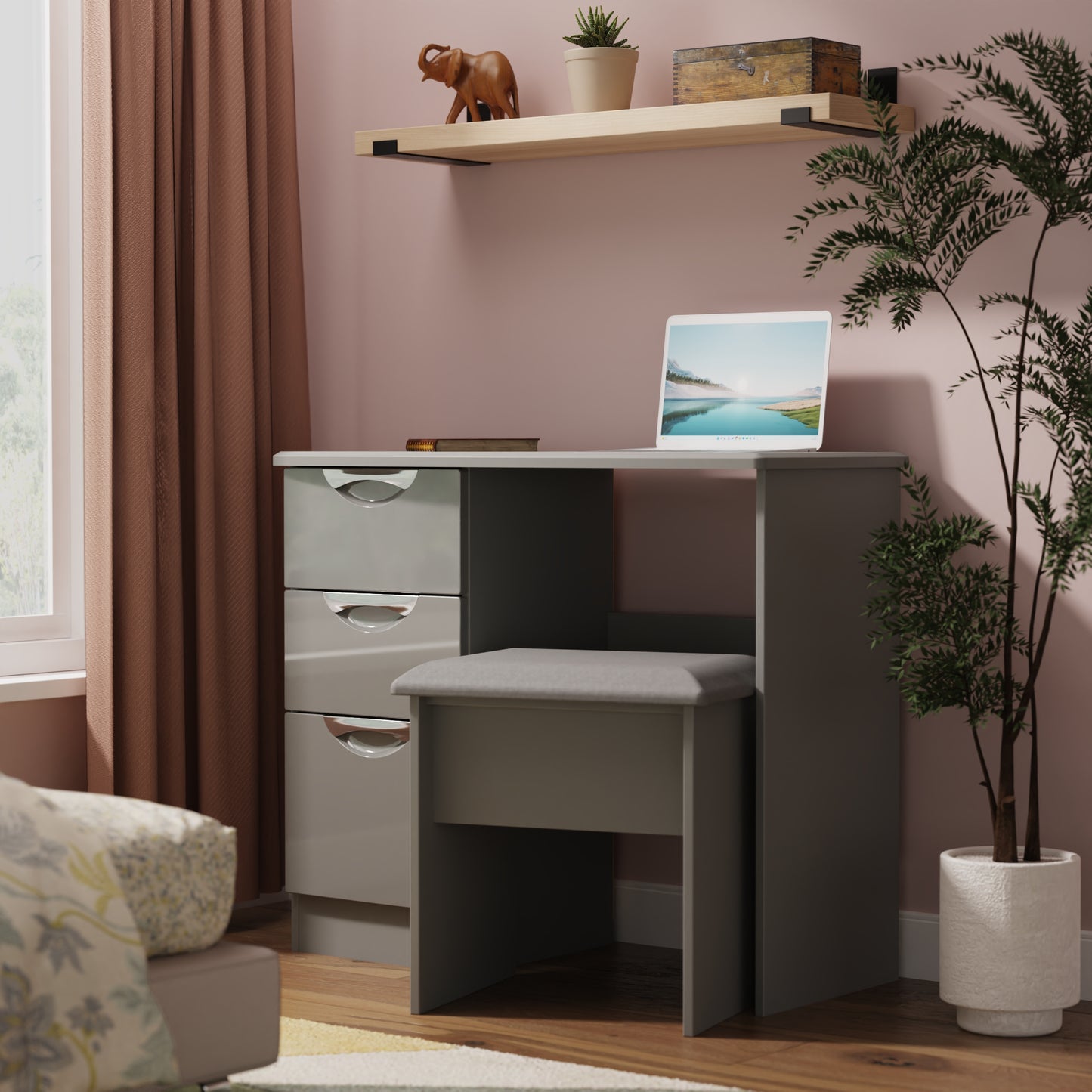 Camden Desk Grey 3 Drawers 93cm