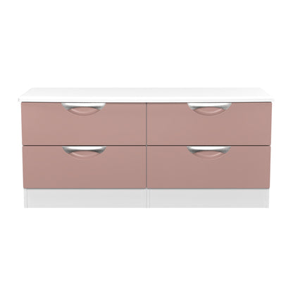 Camden Large Chest of Drawers Pink & White 4 Drawers 112cm
