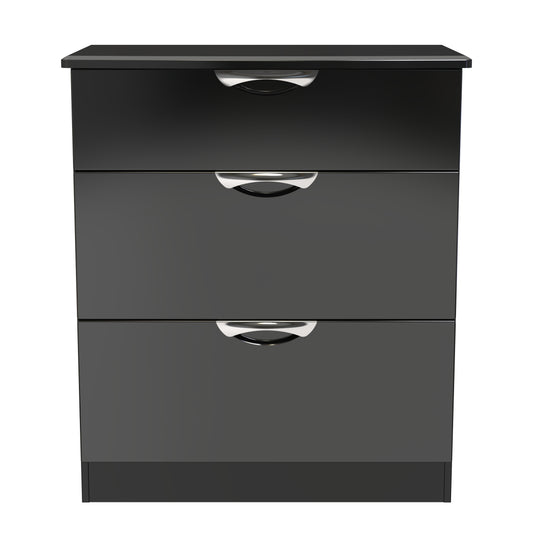 Camden Chest of Drawers Black 3 Drawers 89cm