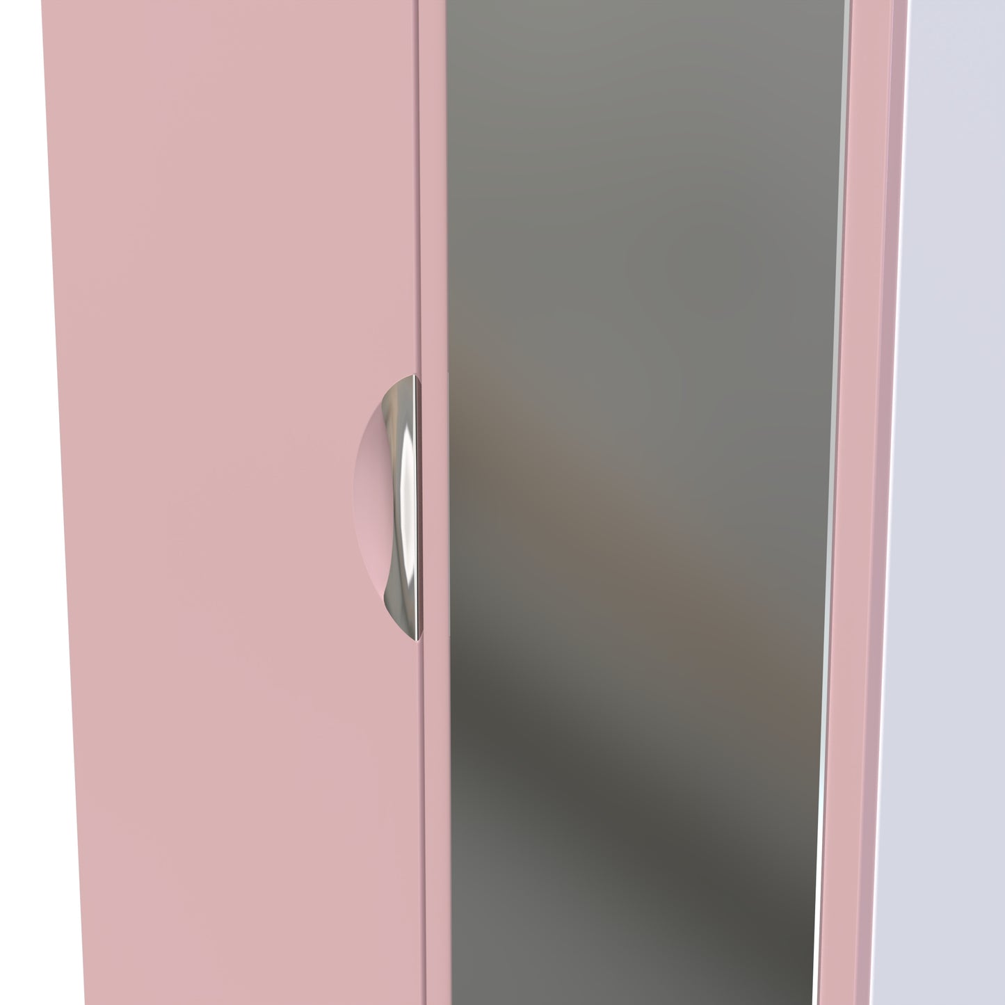 Camden Tall Mirror Wardrobe Pink & White 2 Doors 1 Shelf 182cm