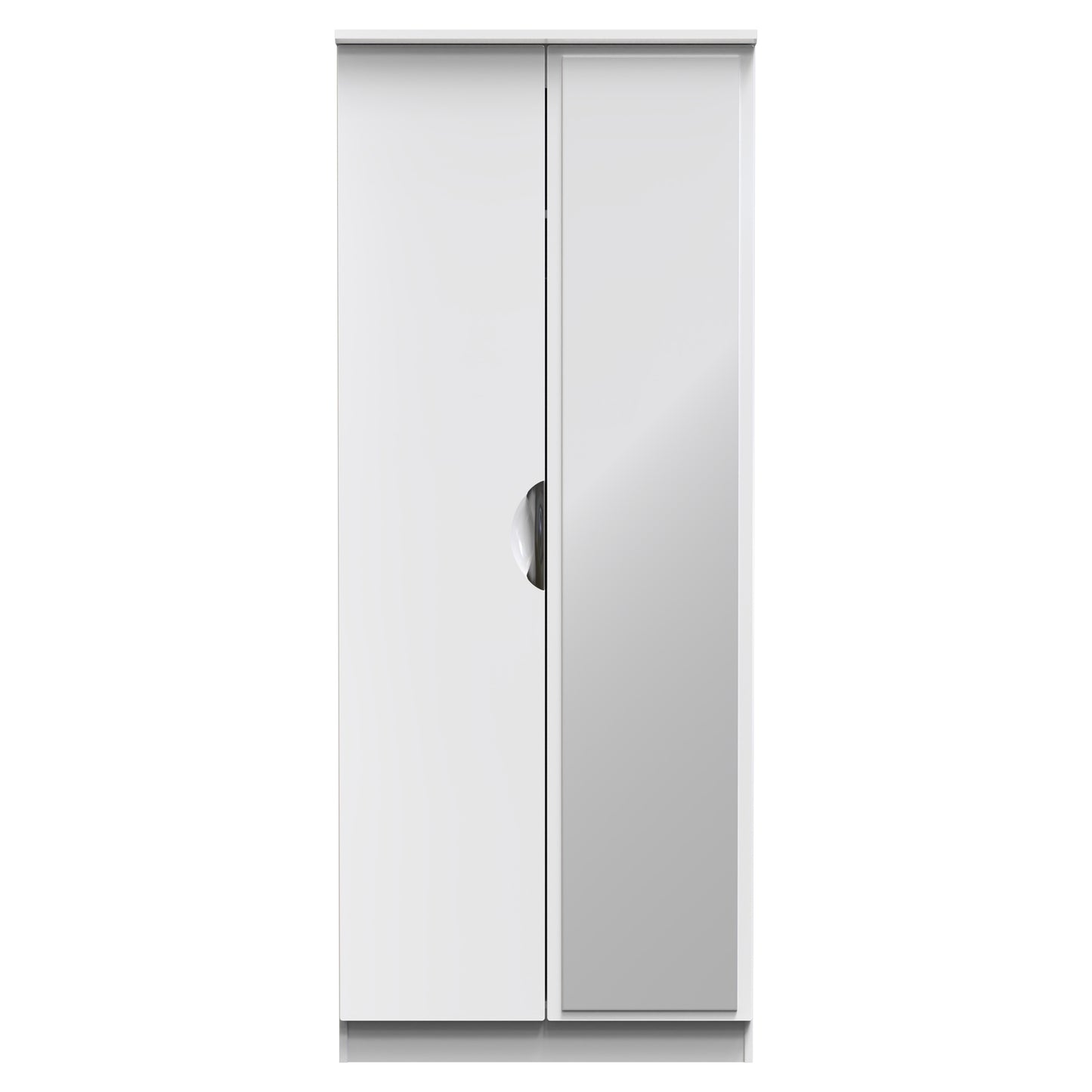 Camden Tall Mirror Wardrobe White 2 Doors 1 Shelf 182cm