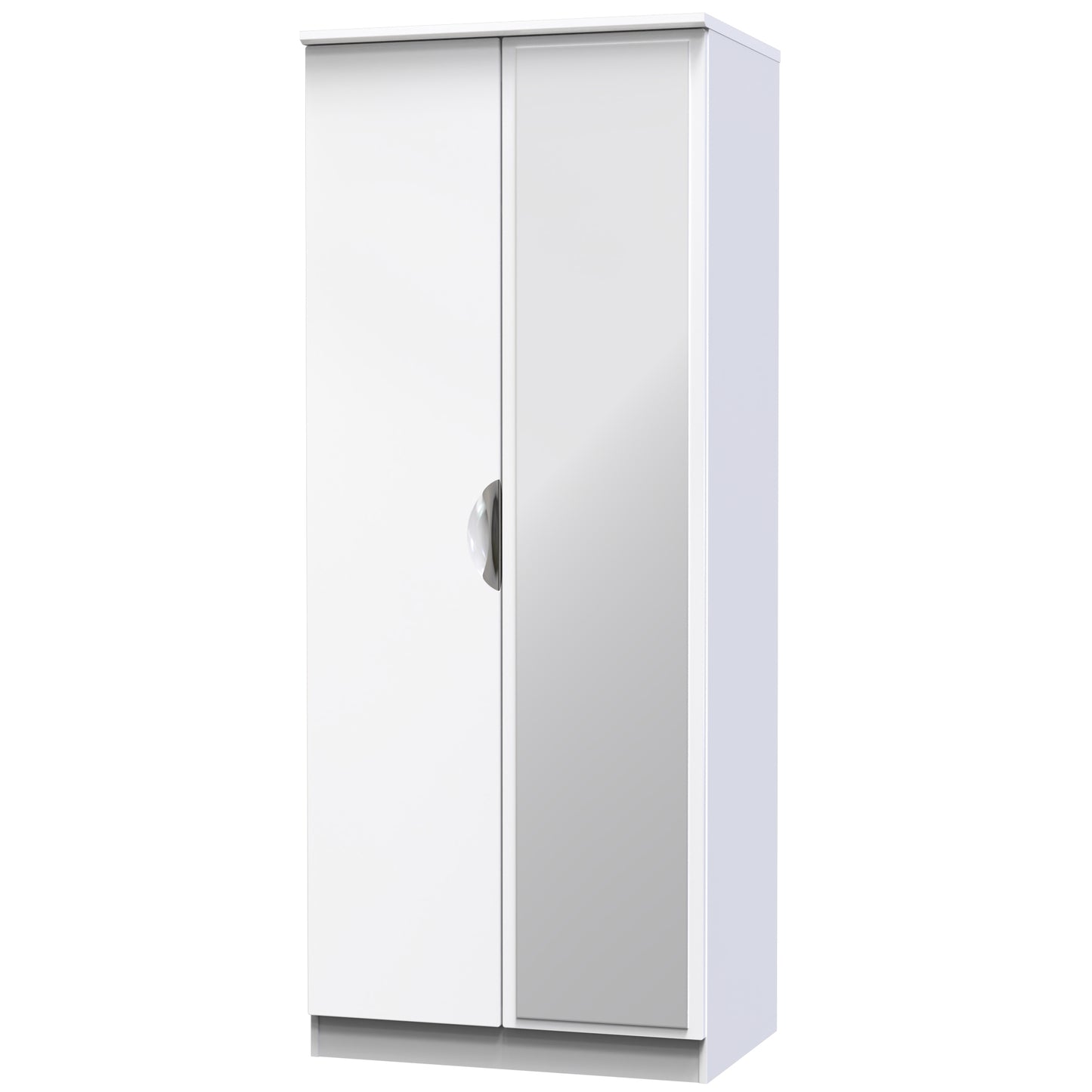 Camden Tall Mirror Wardrobe White 2 Doors 1 Shelf 182cm