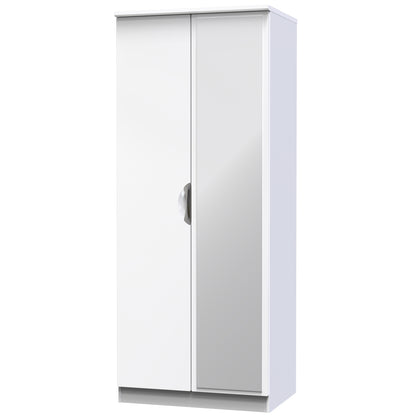 Camden Tall Mirror Wardrobe White 2 Doors 1 Shelf 182cm