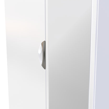 Camden Tall Mirror Wardrobe White 2 Doors 1 Shelf 182cm