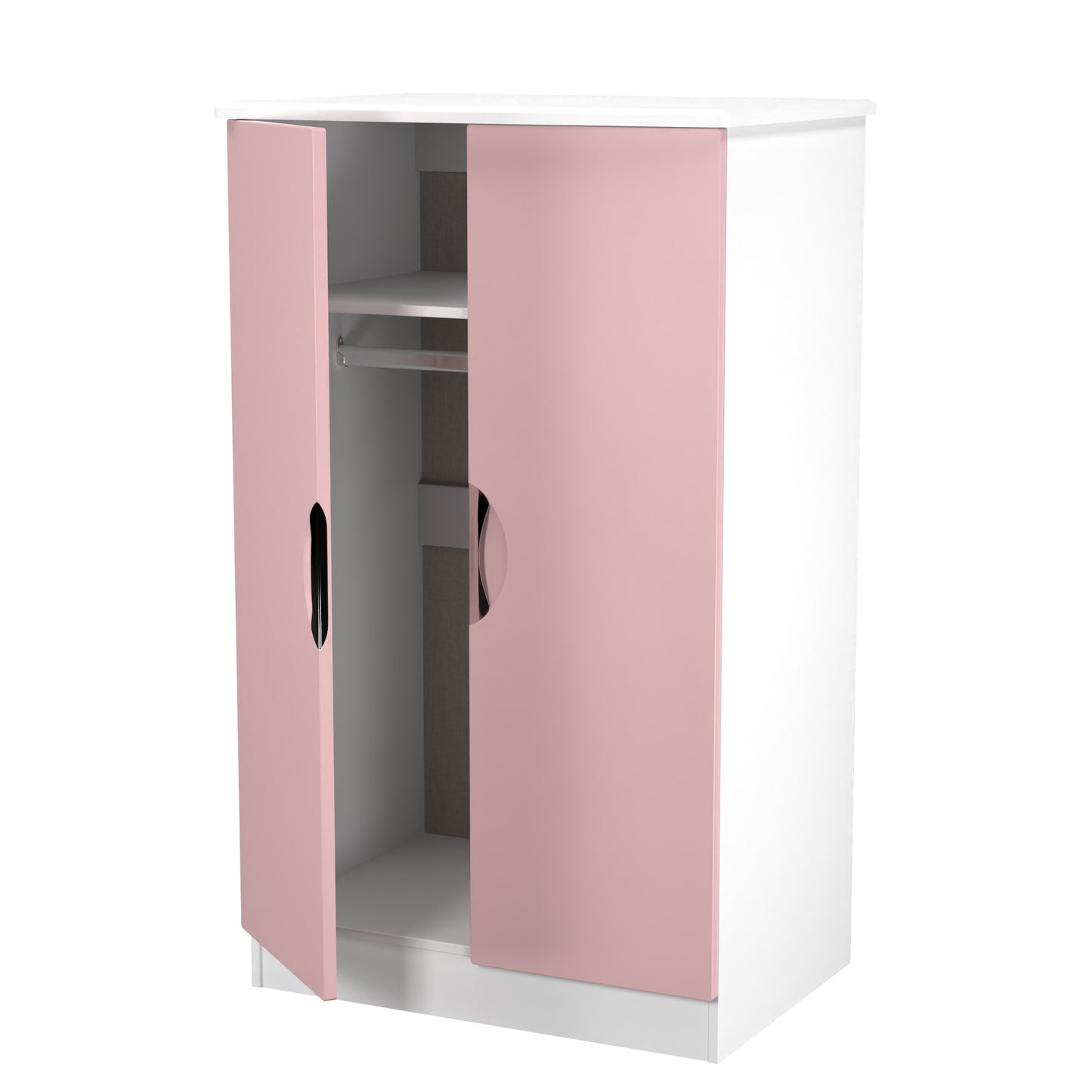 Camden Tall Wardrobe Pink & White 2 Doors 1 Shelf 126cm