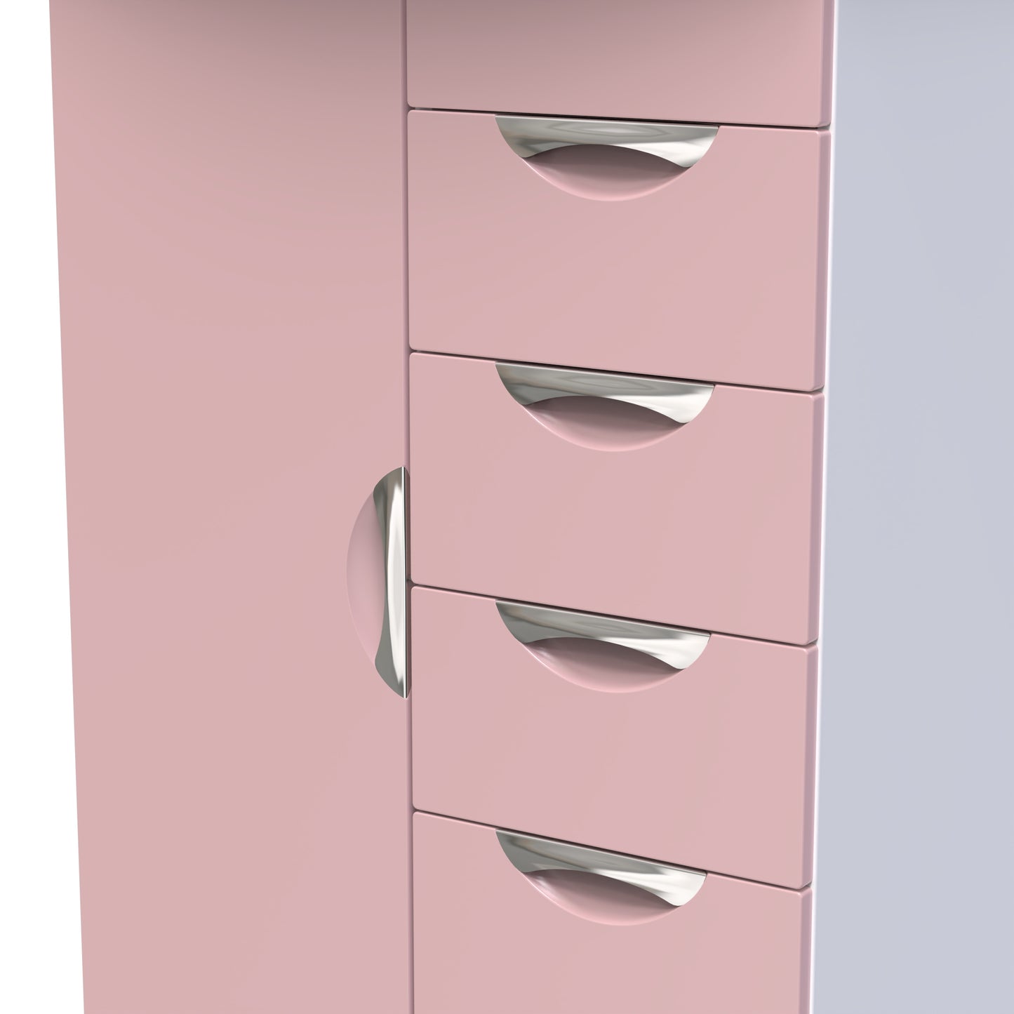 Camden Tall Wardrobe Pink & White 1 Door 1 Shelf 5 Drawers 126cm