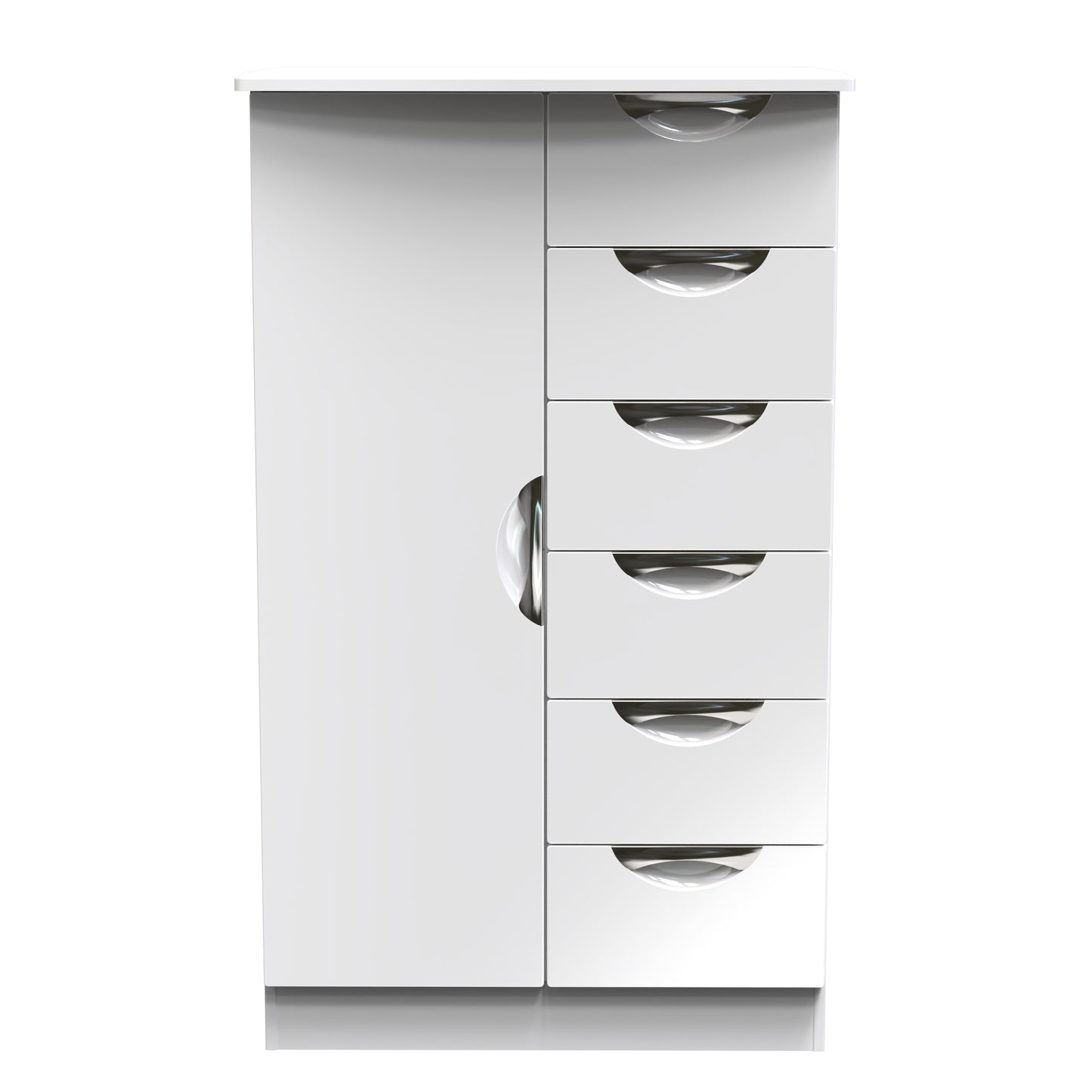 Camden Tall Wardrobe White 1 Door 1 Shelf 5 Drawers 126cm