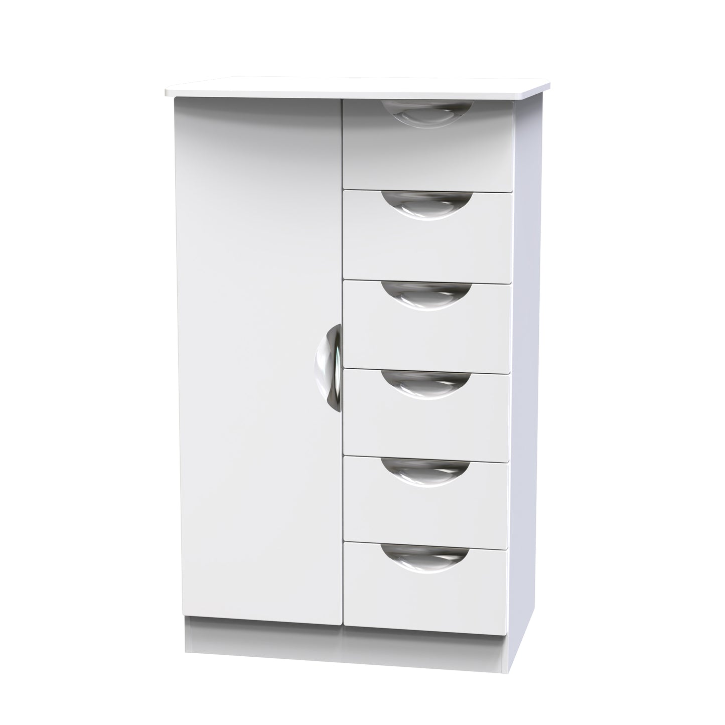 Camden Tall Wardrobe White 1 Door 1 Shelf 5 Drawers 126cm