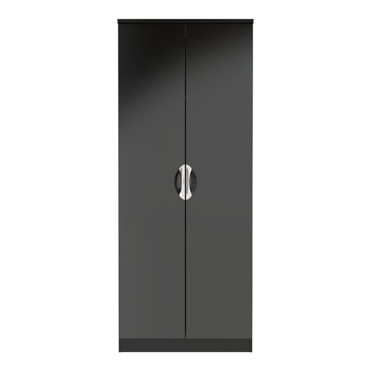 Camden Tall Wardrobe Black 2 Doors 1 Shelf 182cm