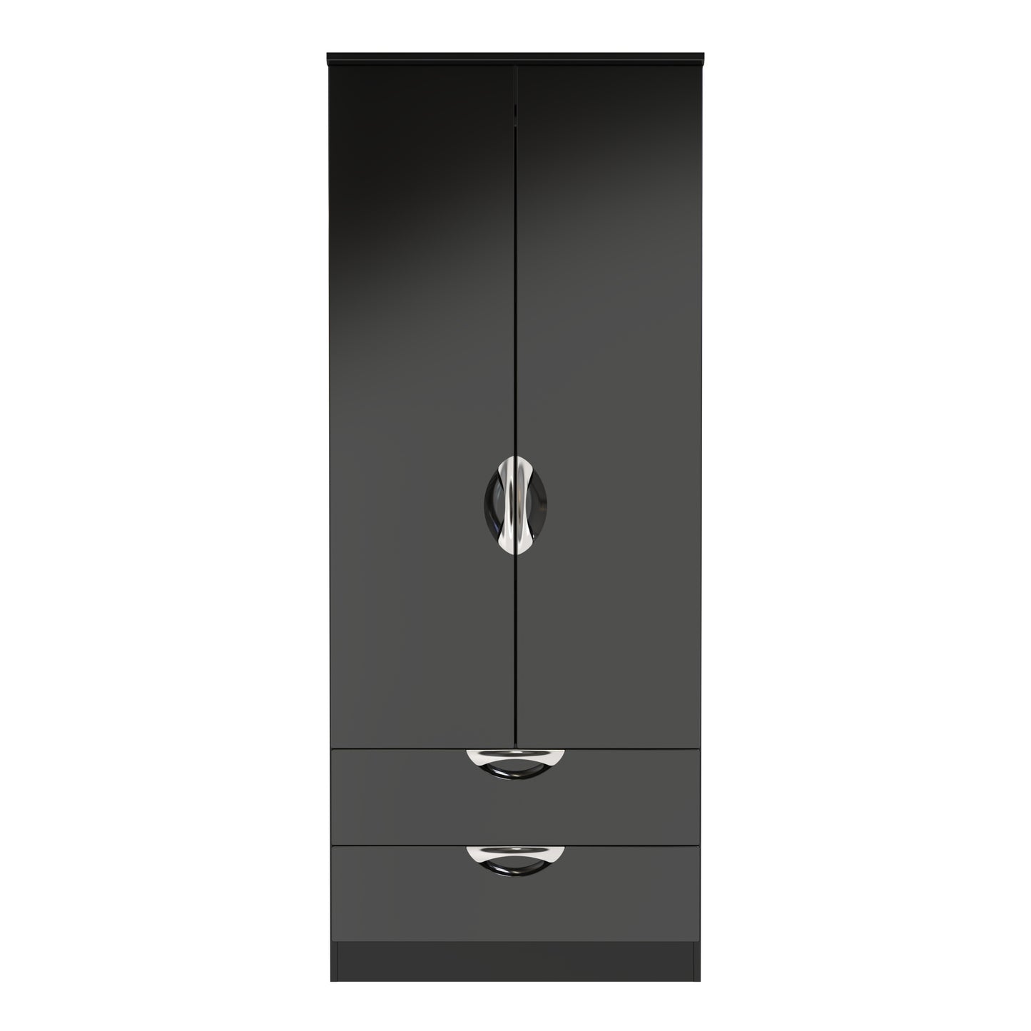 Camden Tall Wardrobe Black 2 Doors 2 Drawers 182cm