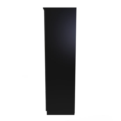 Camden Tall Wardrobe Black 2 Doors 2 Drawers 182cm