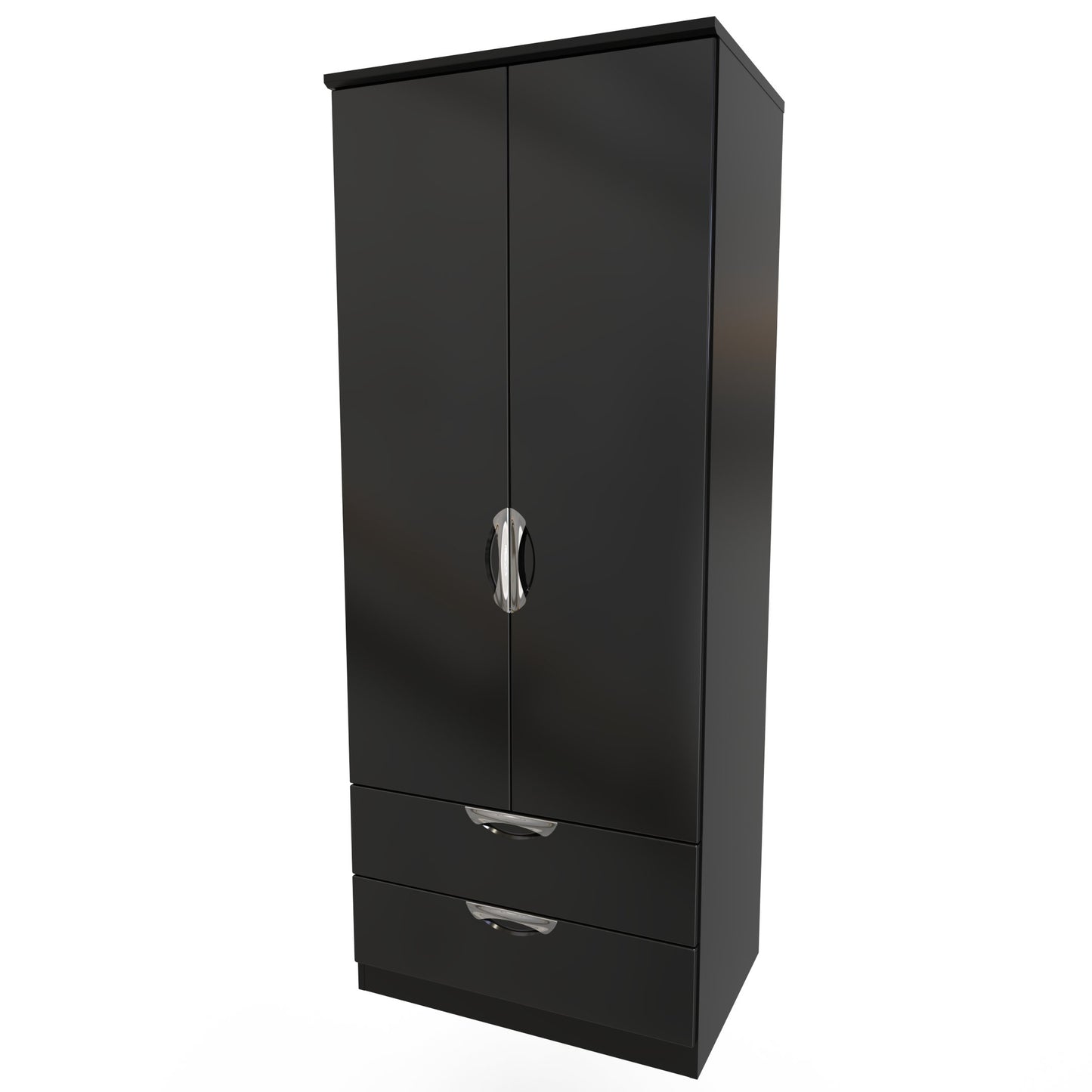 Camden Tall Wardrobe Black 2 Doors 2 Drawers 182cm